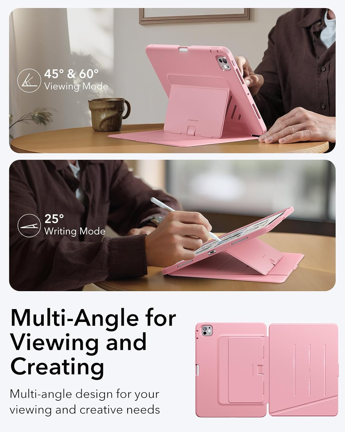 ESR Vertical Stand Cover for iPad Pro 13" Tablet Case, Pink, Protective DEMO