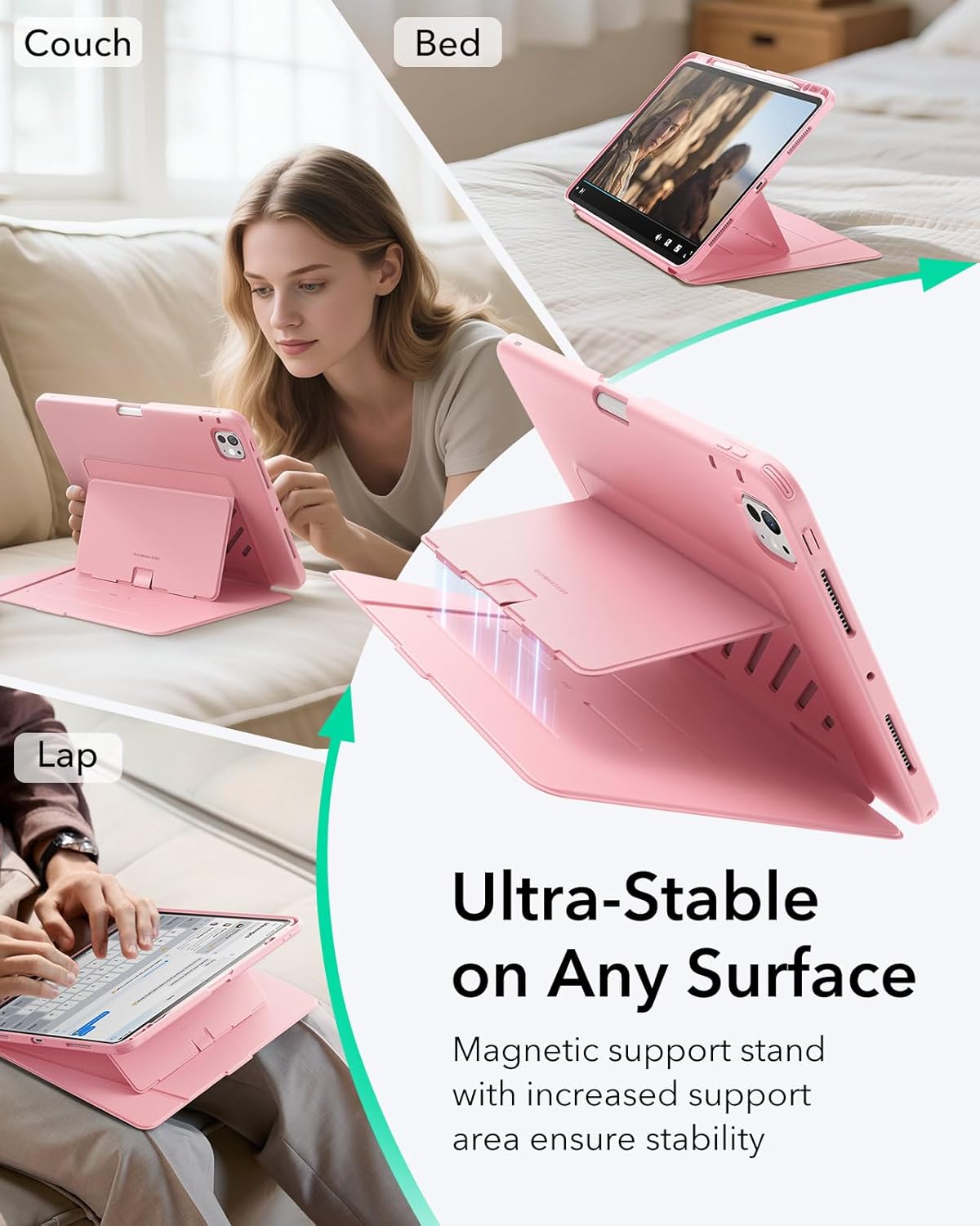 ESR Vertical Stand Cover for iPad Pro 13" Tablet Case, Pink, Protective DEMO