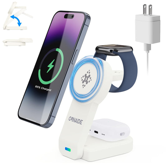 Versatile 3-in-1 Foldable Charging Station for Multiple Devices - White DEMO