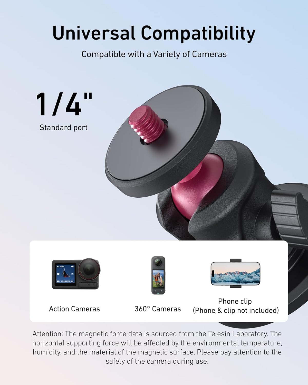 TELESIN Magnetic Camera Mounts 360° Quick Car Mount Holder for GoPro & NEW