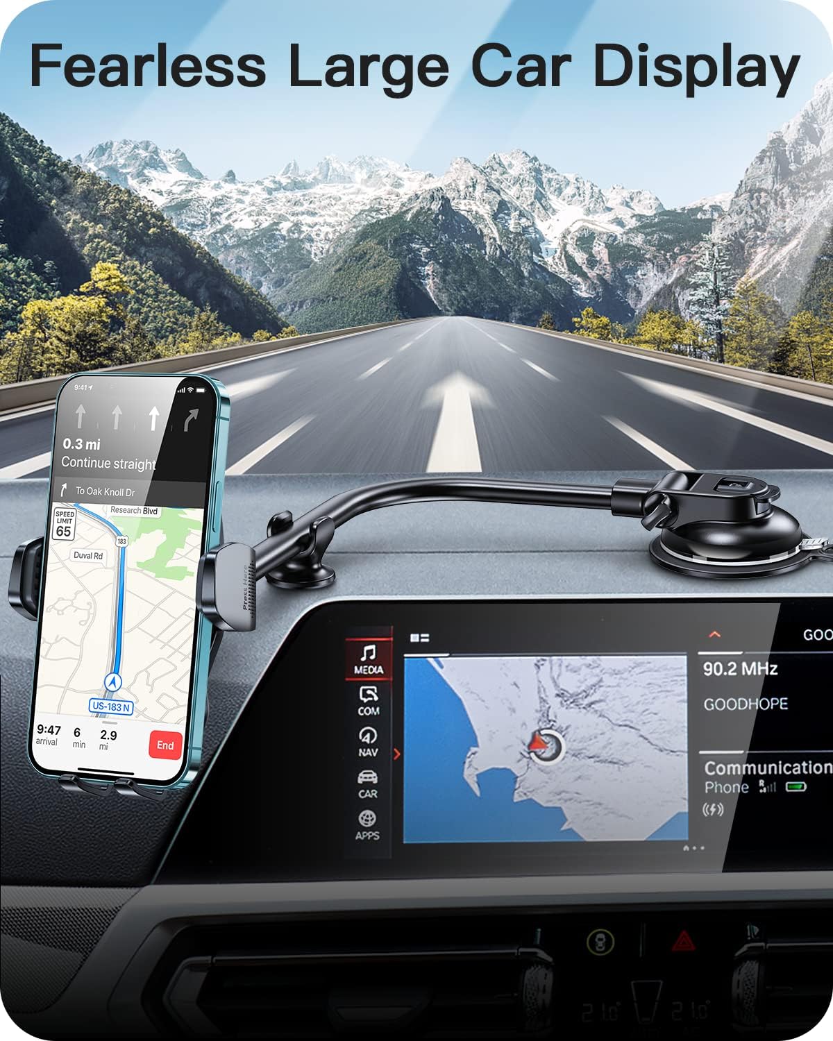 APPS2Car 13-Inch Dash-Mounted Holders Gooseneck Phone Holder for Car NEW