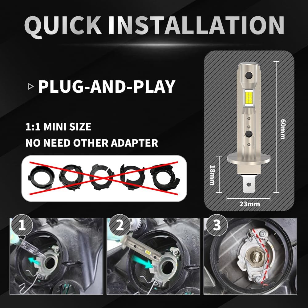 KaiDengZhe 1:1 Mini Size LED Headlight Bulb Cool White 6500K Conversion Kit NEW