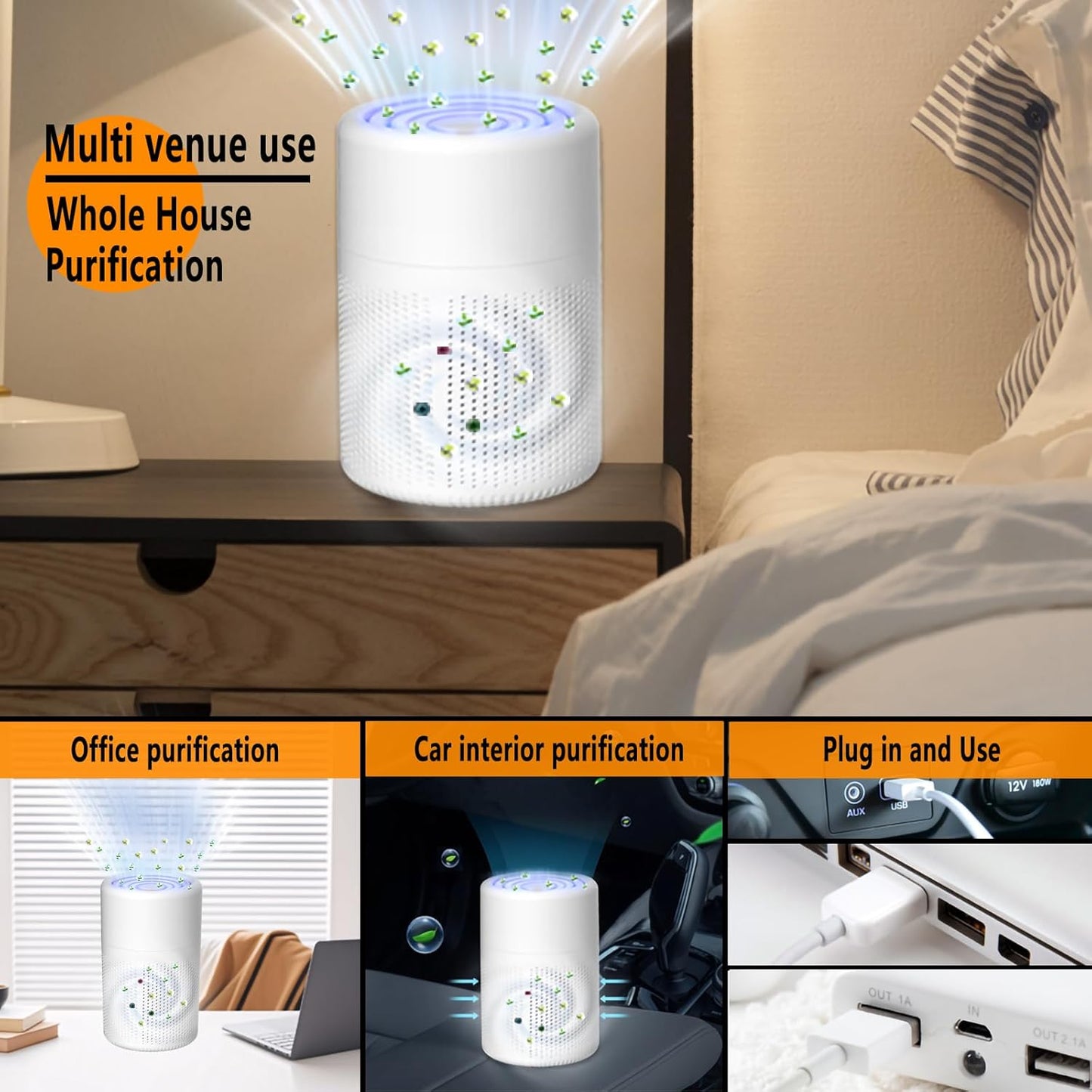 High-Performance White Air Purifiers Air Purifier with H13 HEPA Filter for DEMO