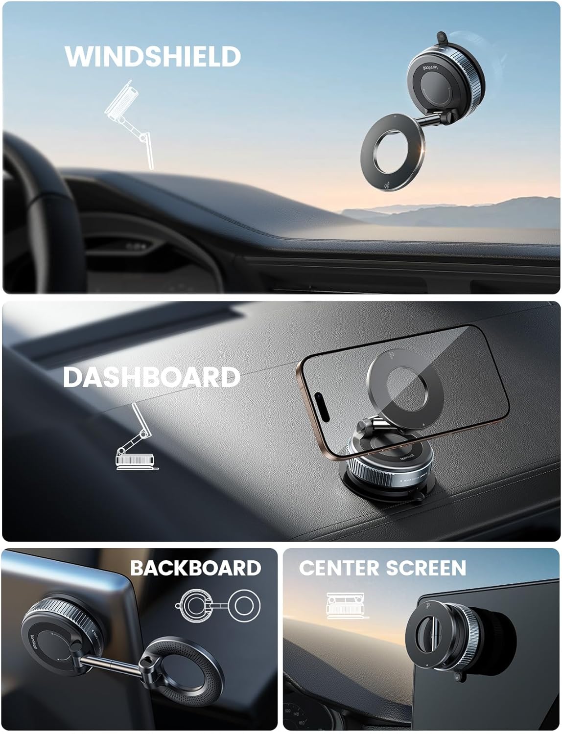 Lamicall Strongest Dash-Mounted Holders Suction Magnetic Dash Mount Holder NEW
