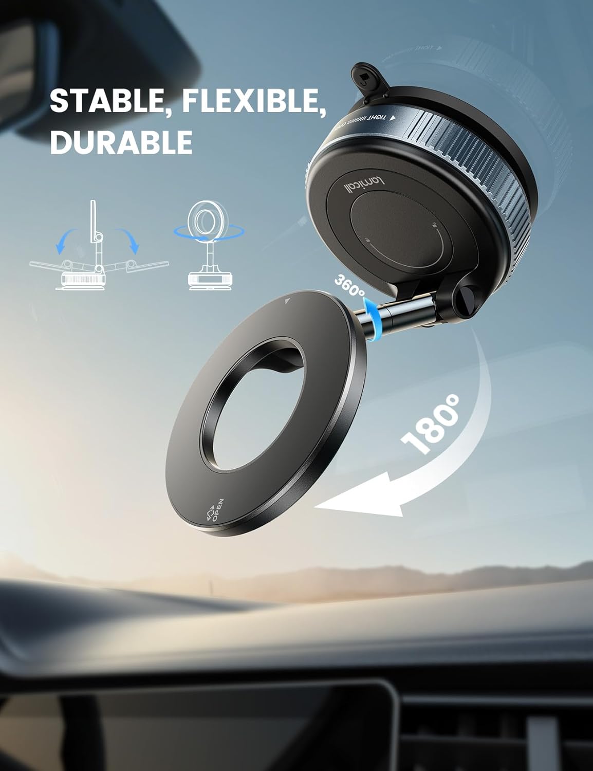 Lamicall Strongest Dash-Mounted Holders Suction Magnetic Dash Mount Holder NEW