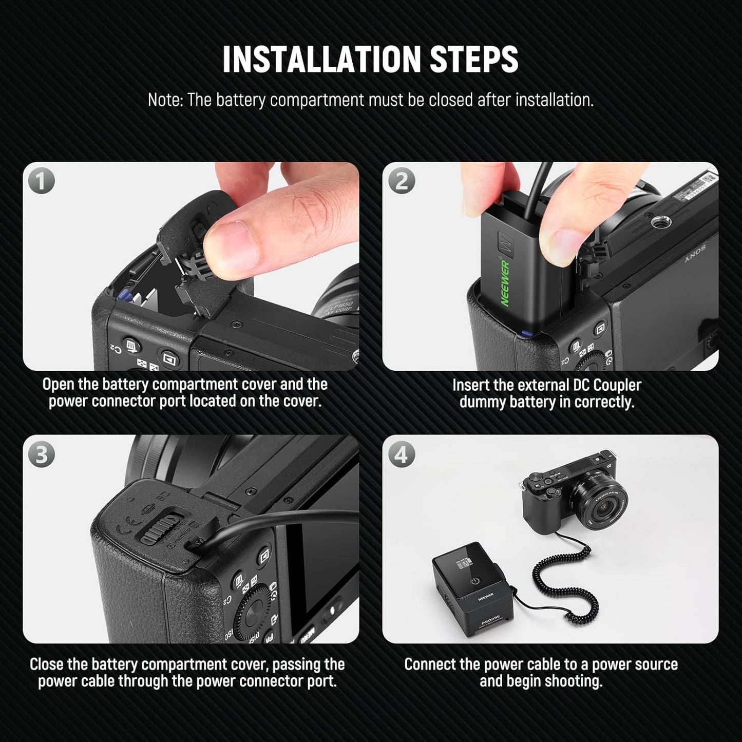 NEEWER D-Tap Camera Accessories to NP-FW50 Dummy Battery Cable for V-Mount NEW