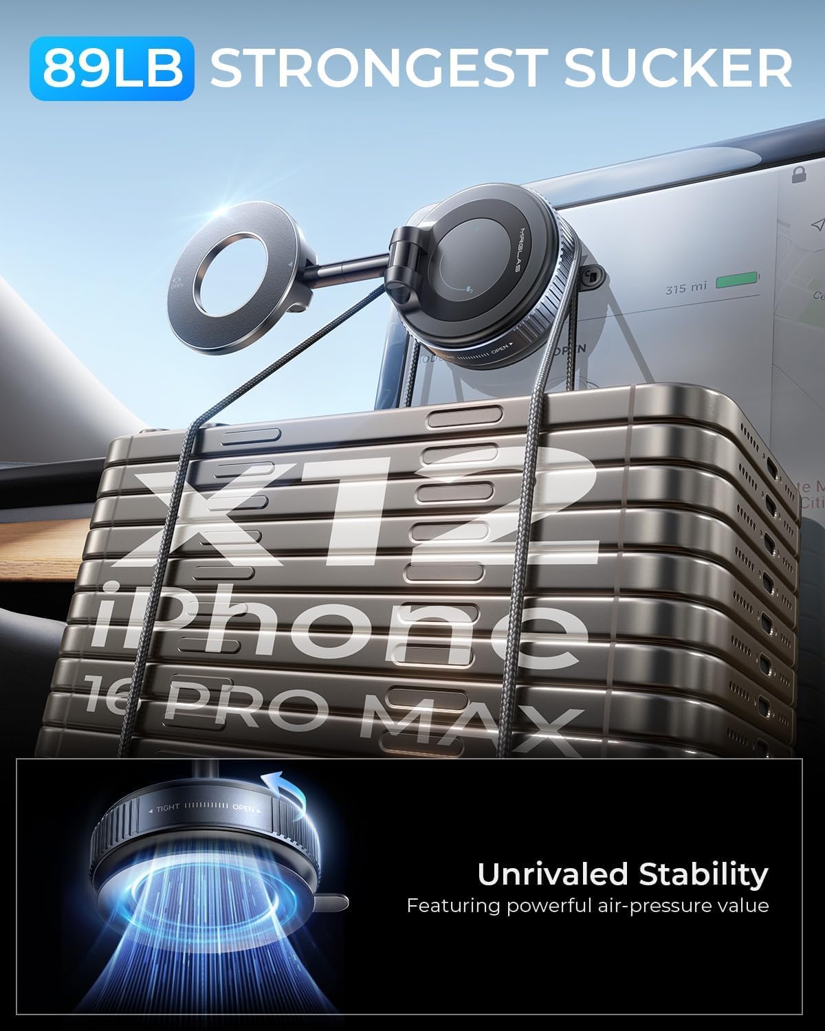 Magnetic Phone Holder Stand with Suction Cup Cradle for MagSafe Devices in NEW