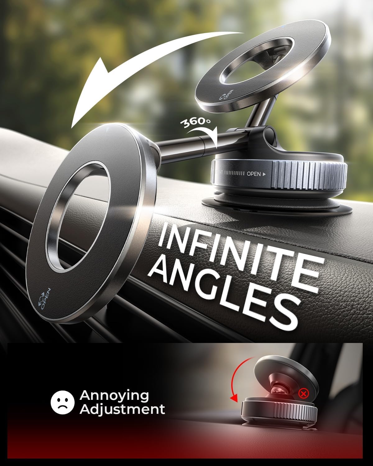 Magnetic Phone Holder Stand with Suction Cup Cradle for MagSafe Devices in NEW