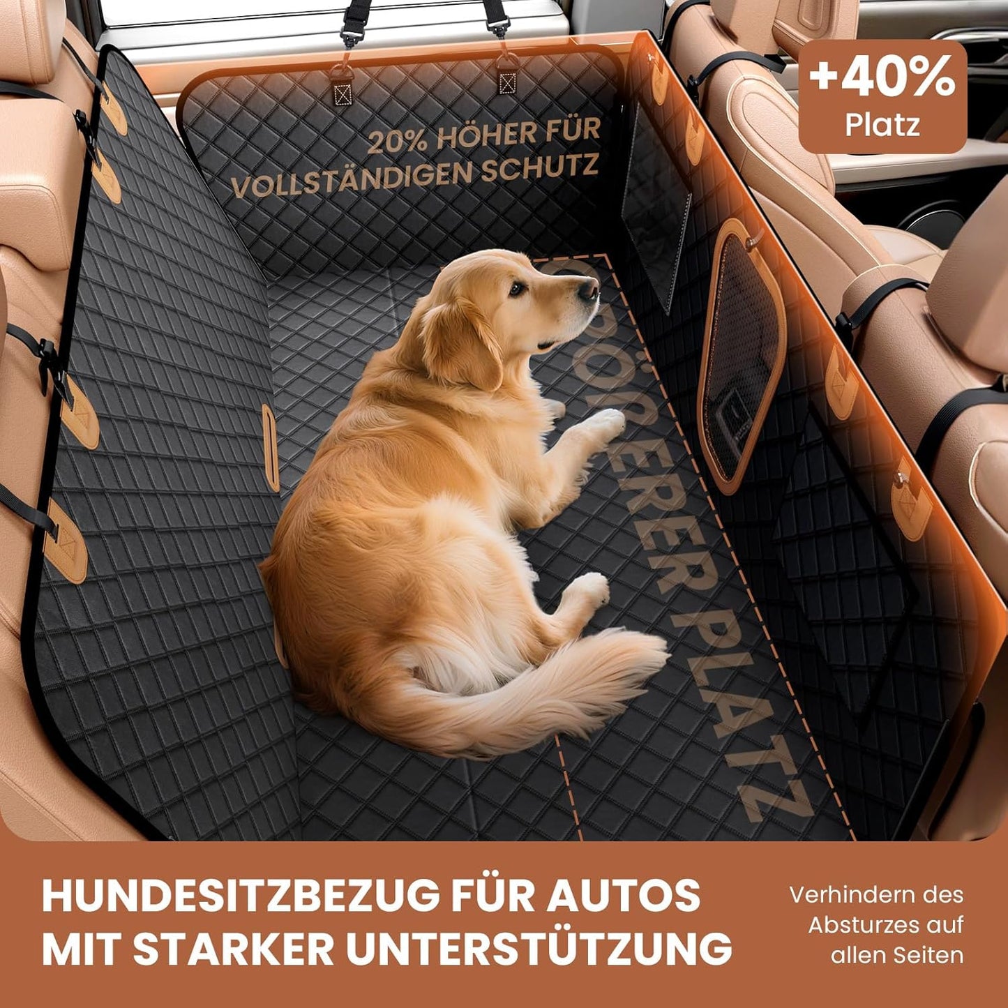 A-Pce Heavy Duty Waterproof Dog Car Seat Cover, Black, 64.5"x54" Size Size DEMO