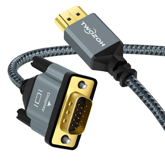 Twozoh HDMI to VGA Cable 5m Nylon Braided Gold-Plated Aluminum Alloy Shell NEW