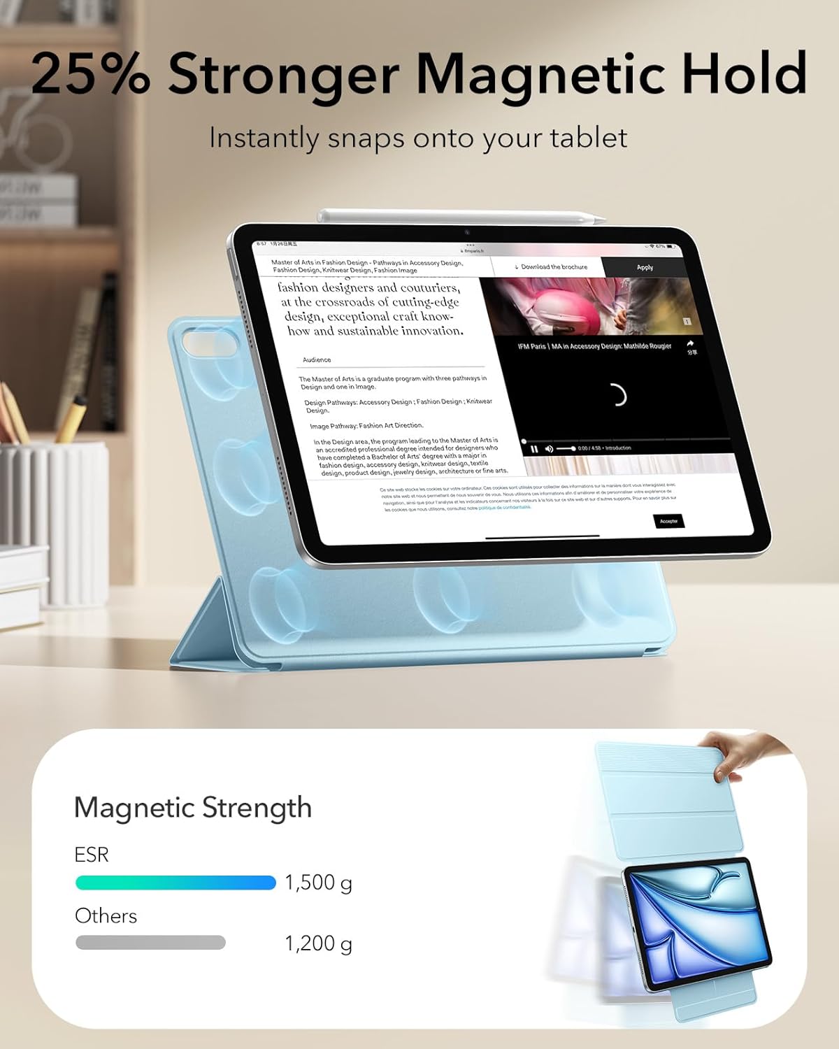 ESR Sky Blue Protective Folio Cover for iPad Air 11" Tablet Case M3/M2/Air NEW