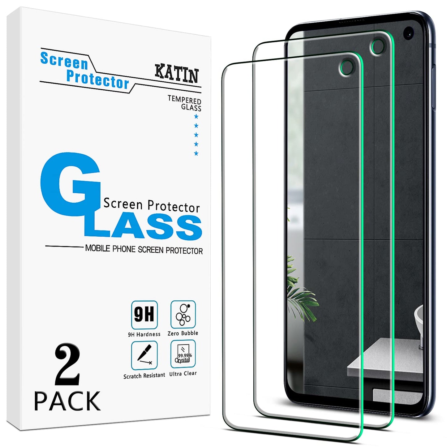 KATIN Tempered Glass Screen Protector for Samsung Galaxy S10e, Clear NEW