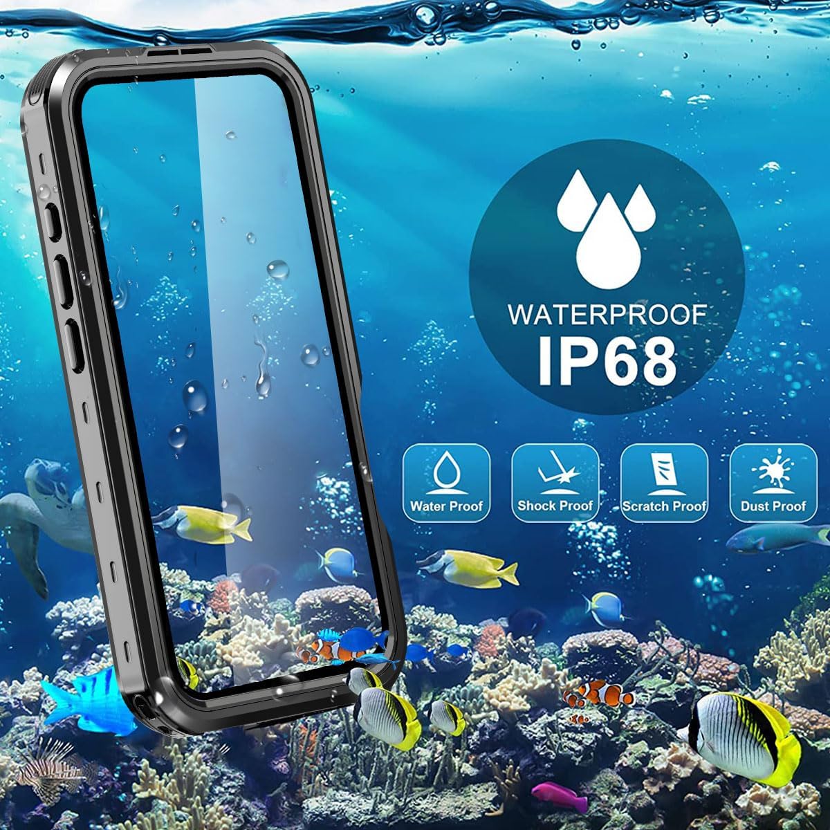 Redpeppercase Waterproof Phone Case for iPhone 16 Plus Black Transparent NEW