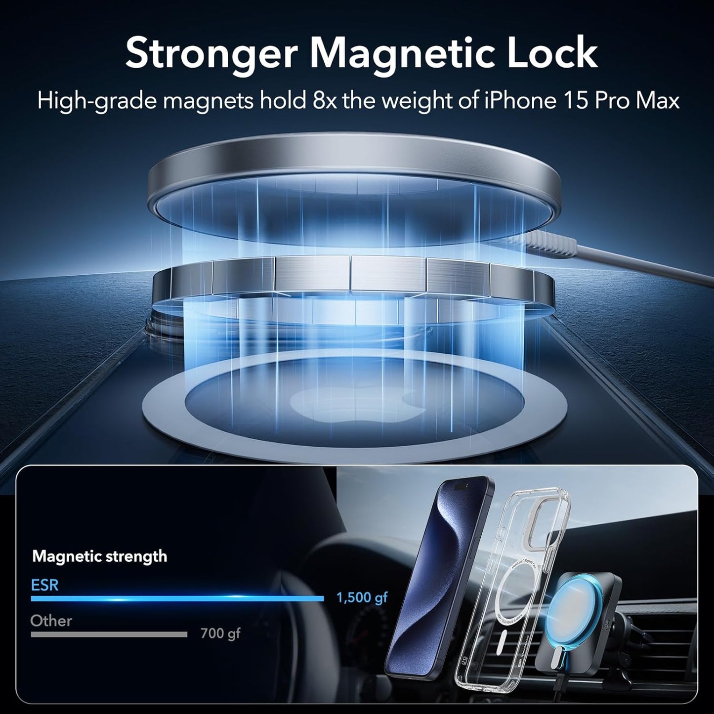 ESR Clear Protective Magnetic Phone Case for iPhone 15 Pro Max with MagSafe DEMO