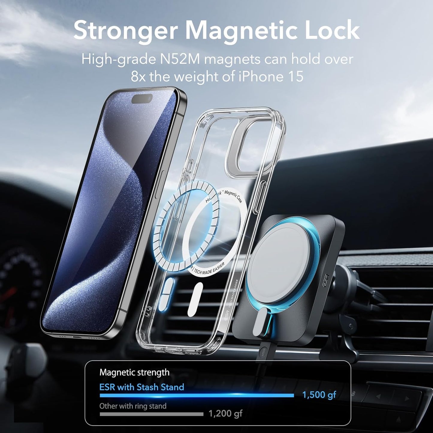 ESR Clear Protective Magnetic Phone Case for iPhone 15 Pro Max with MagSafe DEMO