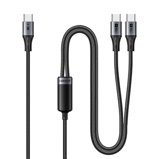 SUNGUY 2-in-1 USB Cables USB-C to 60W Fast Charging Cable, 5FT Reversible NEW