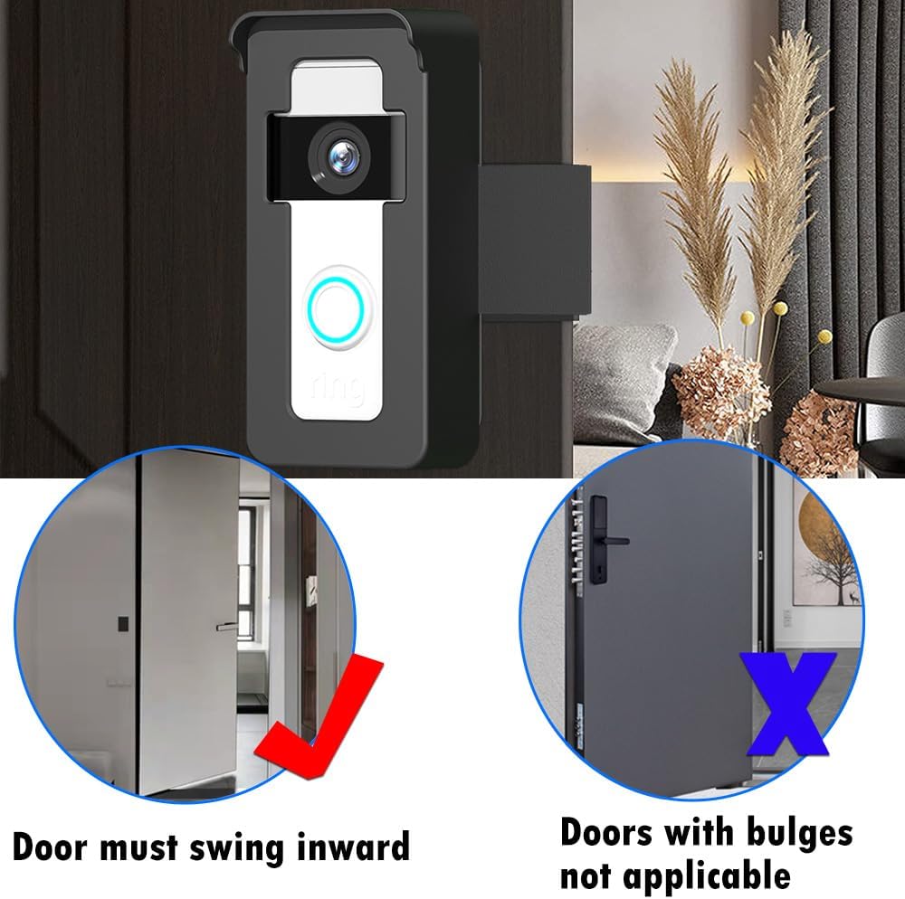 Waterproof Anti-Theft Video Doorbell with No-Drill Black Mounting NEW
