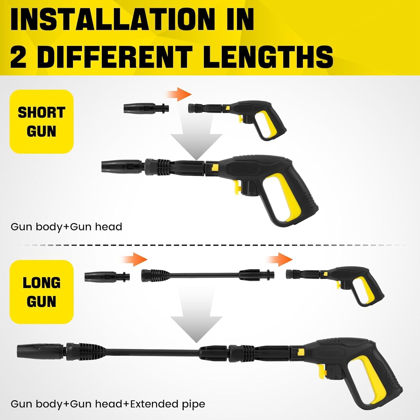 Pressure Washer Cleaning Gun with Quick Connect Plug and Release Black DEMO