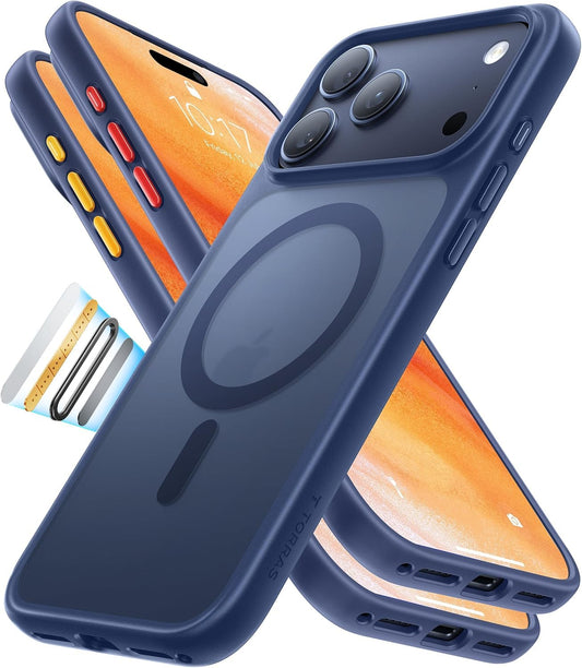 TORRAS Magnetic Shockproof Deep Blue Phone Case for iPhone 17 Pro NEW