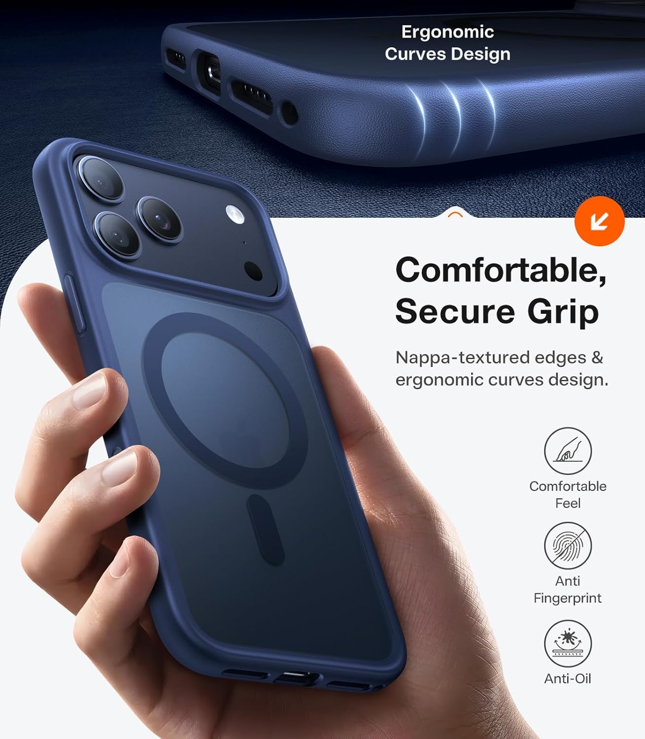 TORRAS Magnetic Shockproof Deep Blue Phone Case for iPhone 17 Pro NEW