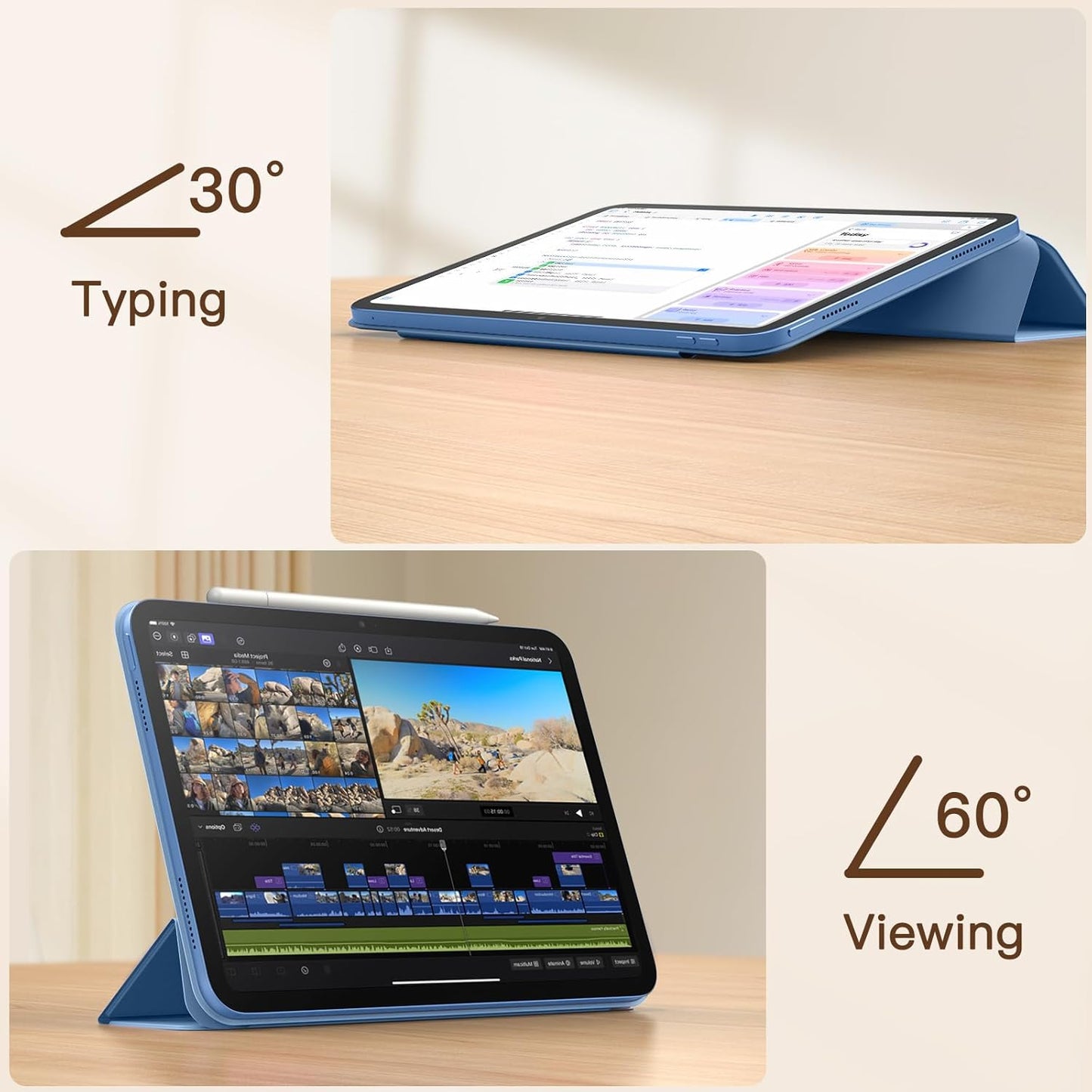 JETech Blue Protective Folio Tablet Case Cover for iPad A16 2025/iPad 10 NEW