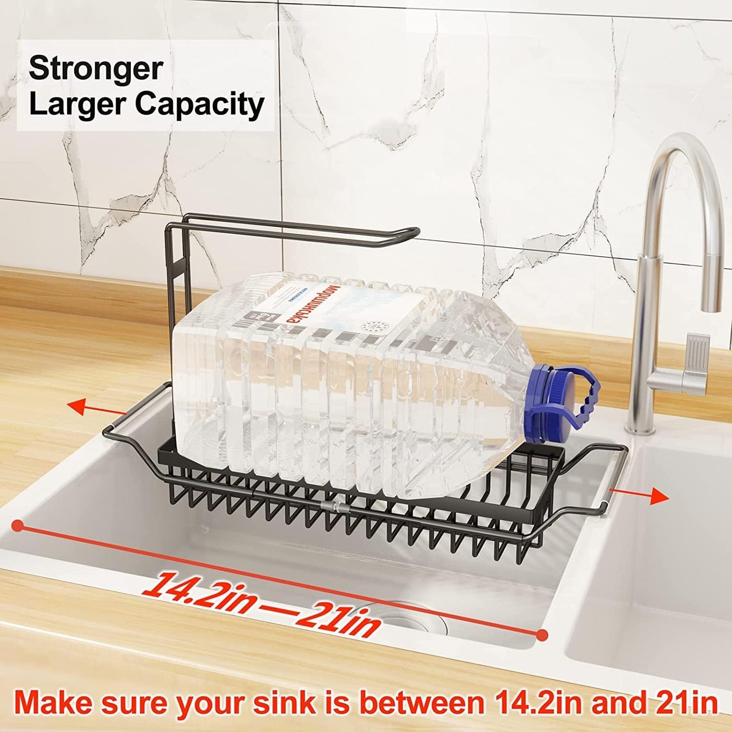 Adjustable Telescopic Sink Organizer Rack - Stainless Steel Kitchen Storage NEW