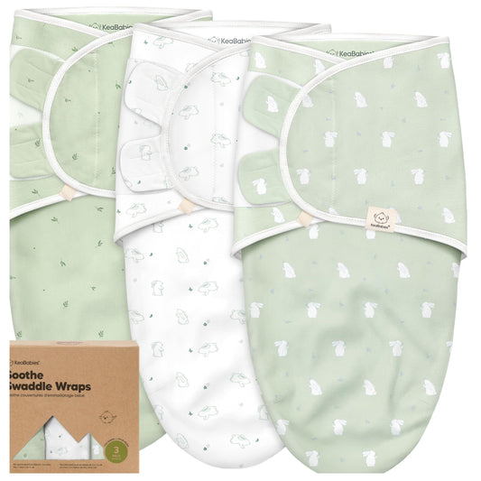 KeaBabies Organic Swaddles Baby Swaddle Sleep Sacks, Bunnies Pattern, One NEW