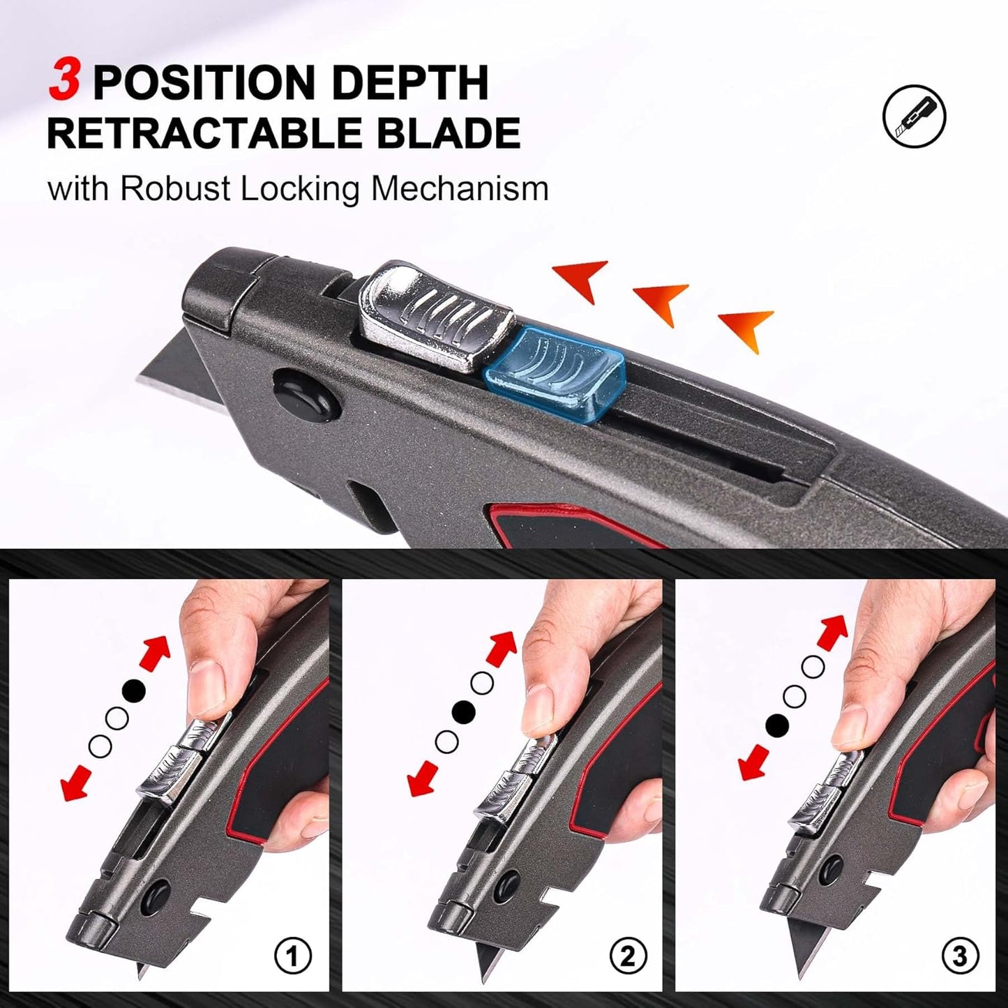HAUTMEC Heavy-Duty Knives Utility Knife Safety Box Cutter Auto-Retracting DEMO