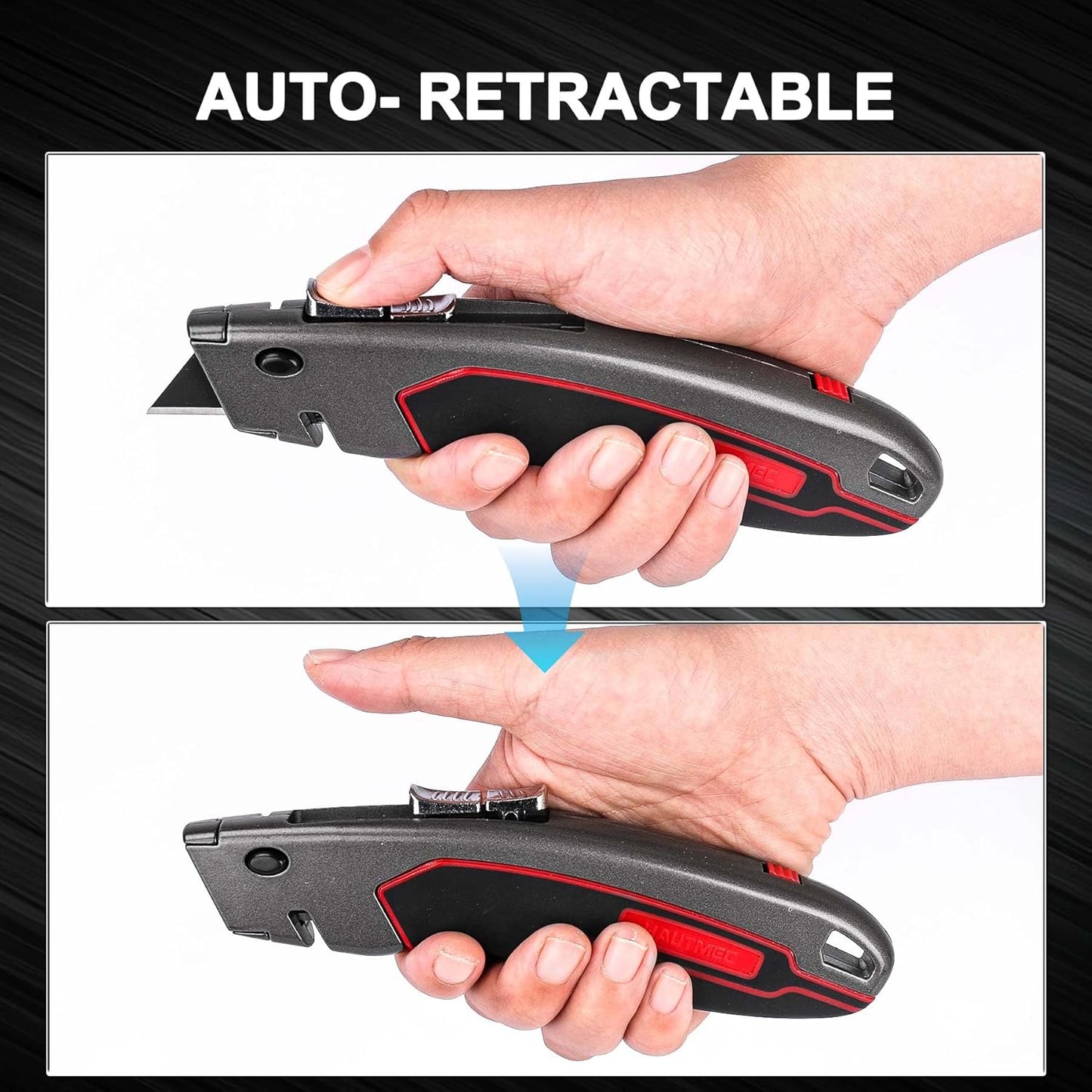 HAUTMEC Heavy-Duty Knives Utility Knife Safety Box Cutter Auto-Retracting DEMO