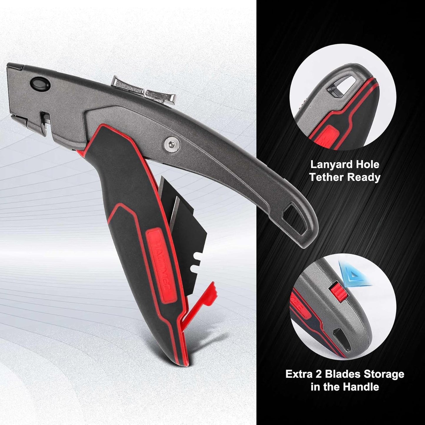HAUTMEC Heavy-Duty Knives Utility Knife Safety Box Cutter Auto-Retracting DEMO