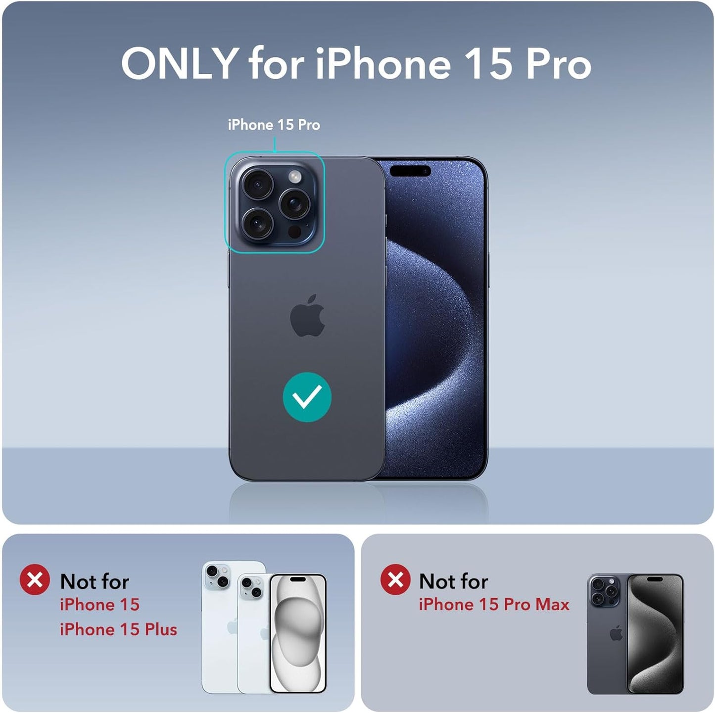 ESR Protective Phone Case for iPhone 15 Pro MagSafe Compatible Clear Black NEW