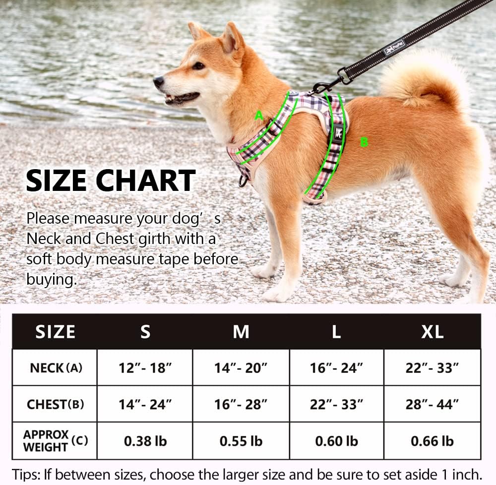 PoyPet Adjustable Reflective Oxford Outdoor Vest Harness Checkered Beige NEW