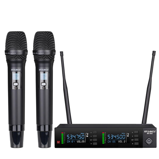 STABCL Dual Wireless Microphone System - 2-Channel UHF Auto Scan Black DEMO