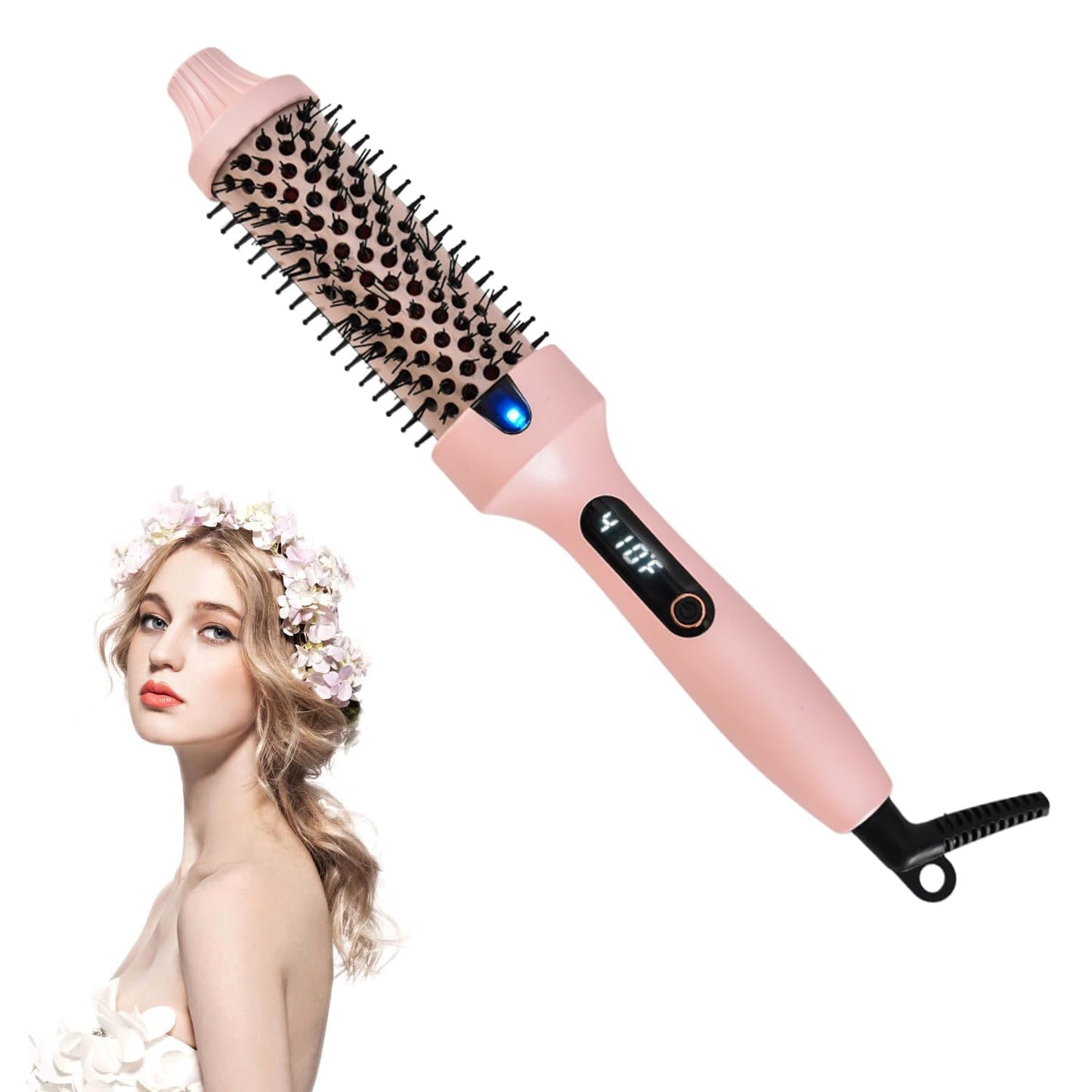 Heated Round Hair Styling Brush for Smooth, Shiny Blow-Dry Styles in Pink NEW