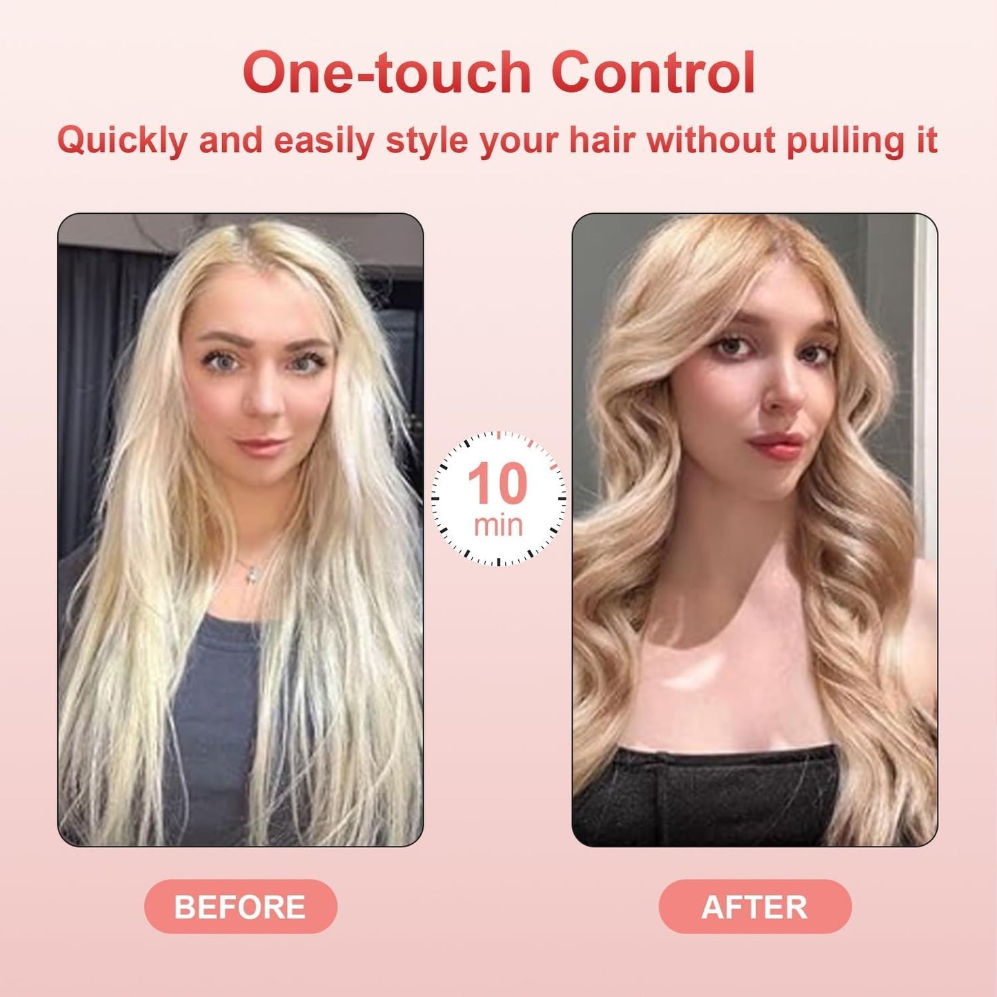 Heated Round Hair Styling Brush for Smooth, Shiny Blow-Dry Styles in Pink NEW
