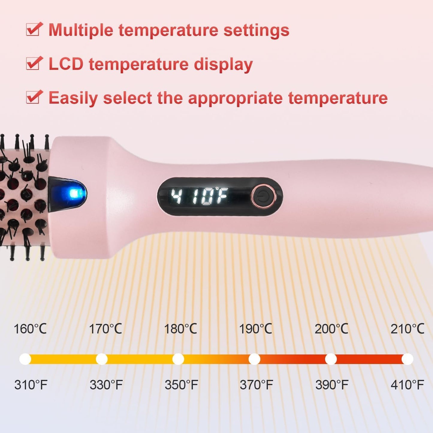 Heated Round Hair Styling Brush for Smooth, Shiny Blow-Dry Styles in Pink NEW