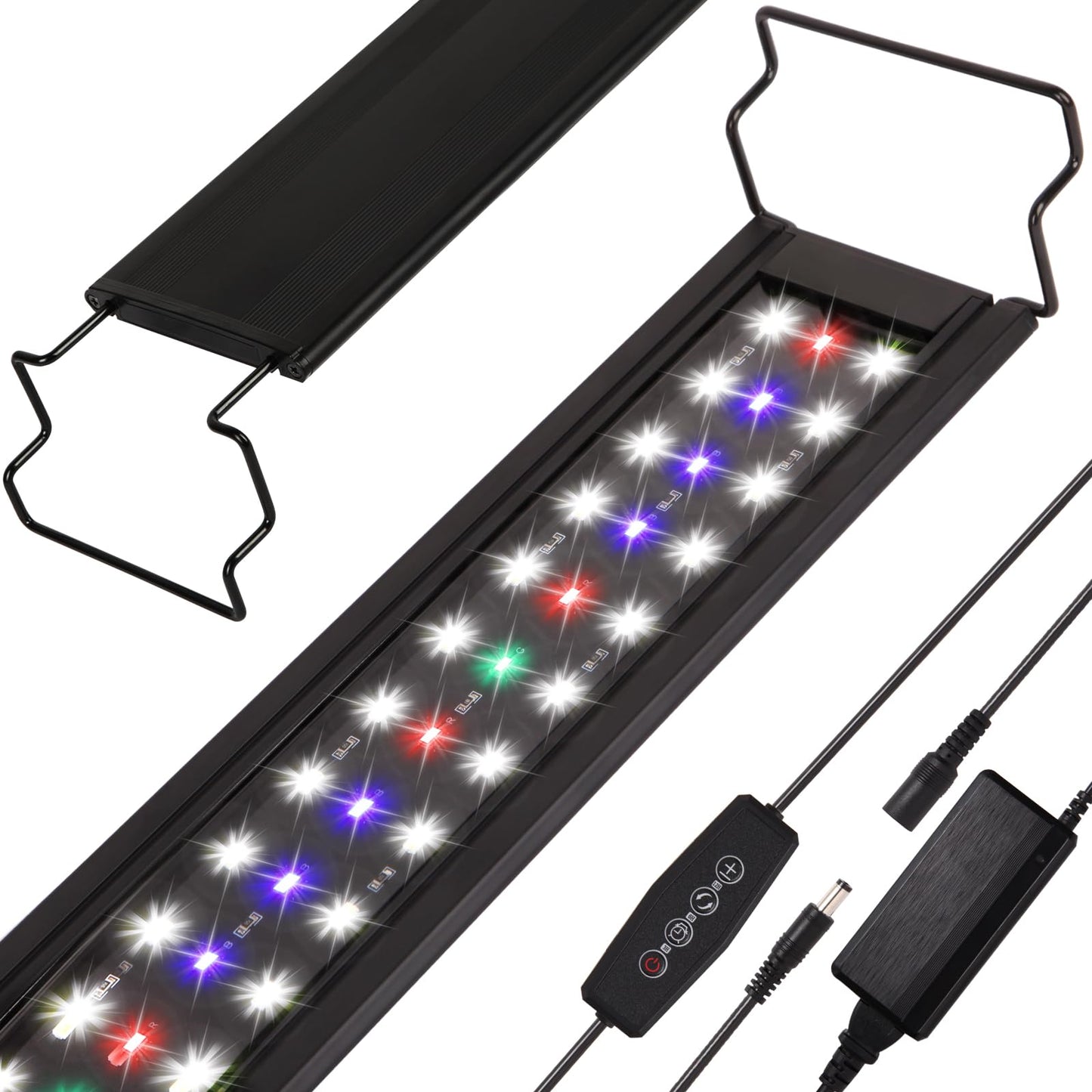 Full Spectrum Aquarium Light with Timer for Fish Tank, Black NEW