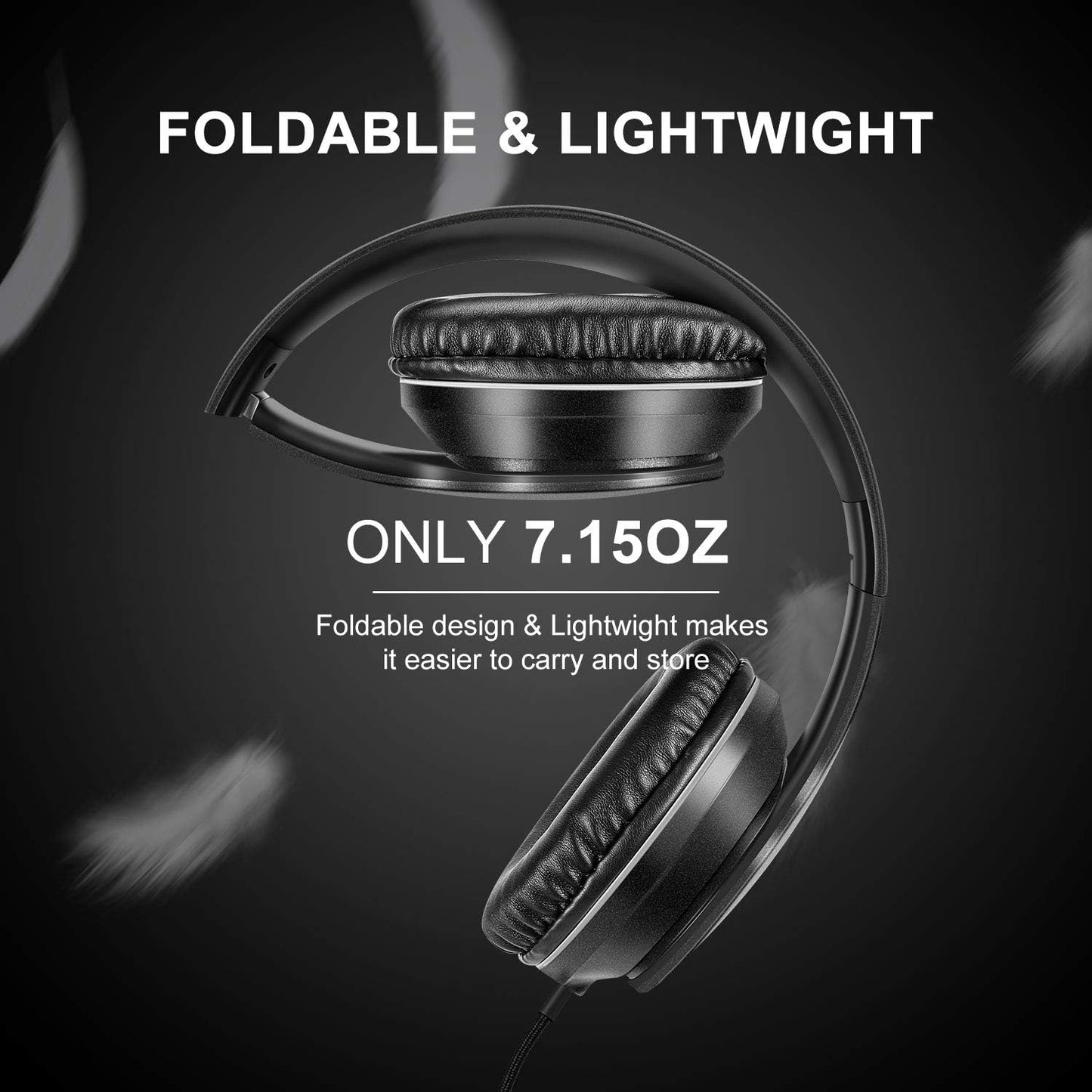 LORELEI Lightweight Foldable Portable Over-Ear Headphones with Microphone NEW