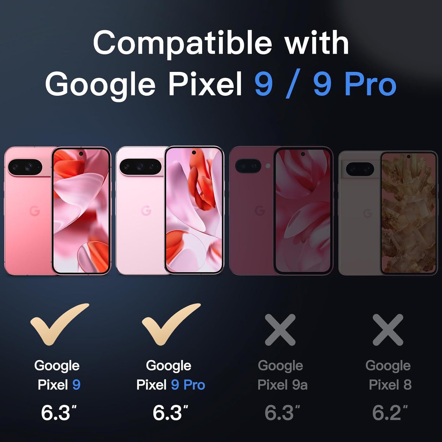 JETech Magnetic Case for Google Pixel 9/9 Pro 2024 Quartz Rose Phone Cases NEW