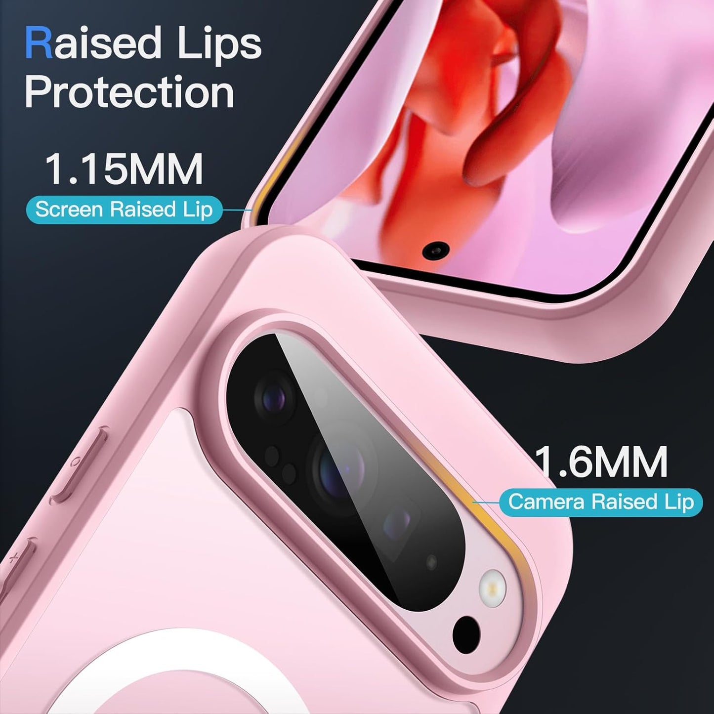 JETech Magnetic Case for Google Pixel 9/9 Pro 2024 Quartz Rose Phone Cases NEW