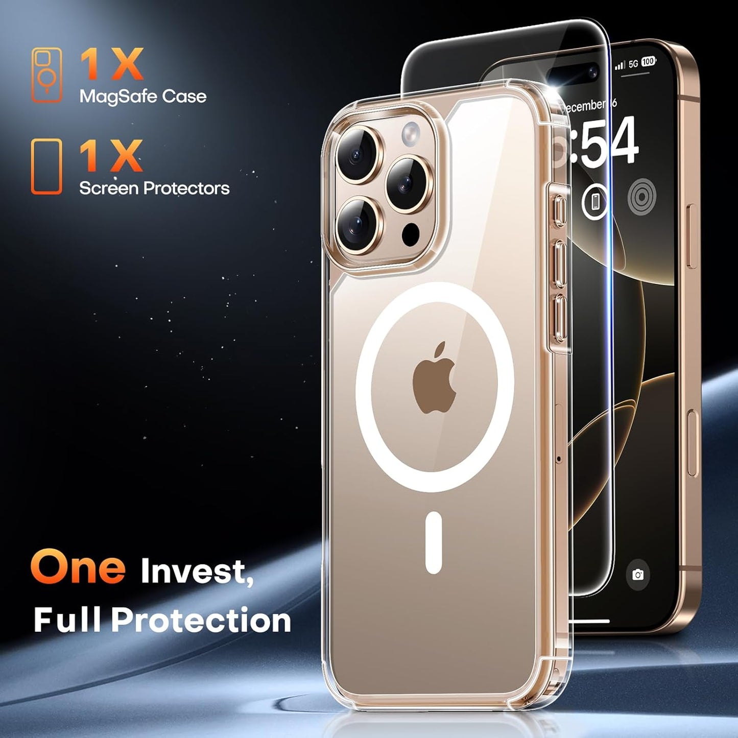 TAURI Clear Magnetic Phone Case for iPhone 16 Pro - Transparent Protective DEMO