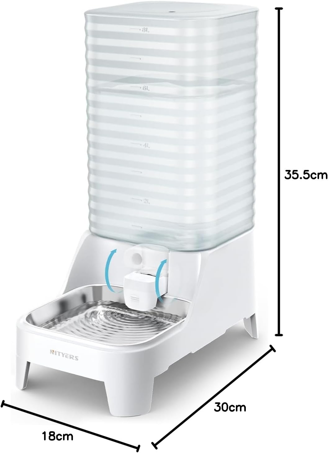 Nityers 8L Gravity Pet Waterer Automatic Feeder Elevated Stainless Steel DEMO