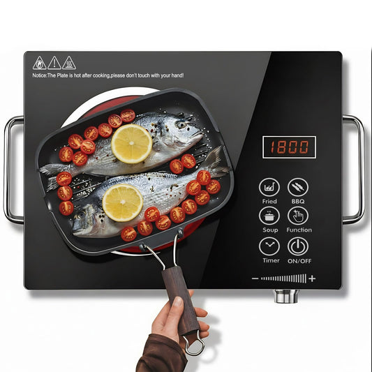 Portable 2200W Electric Ceramic Cooktop Hot Plate, Silver, 453x83x338mm DEMO