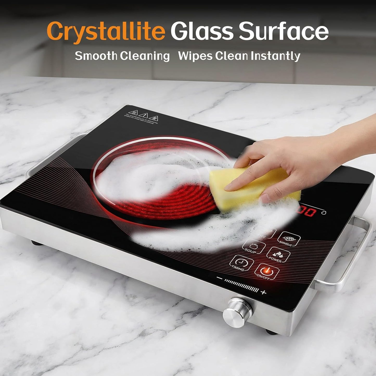 Portable 2200W Electric Ceramic Cooktop Hot Plate, Silver, 453x83x338mm DEMO