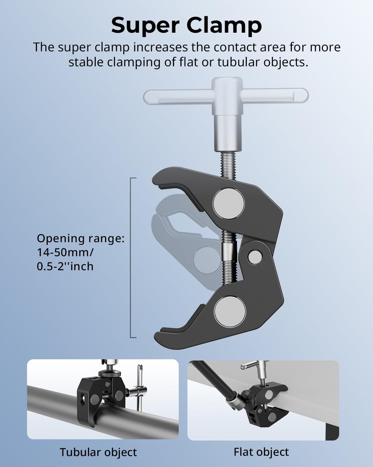 SMALLRIG Adjustable Friction Clamp with 1/4" and 3/8" Thread Holes for DEMO