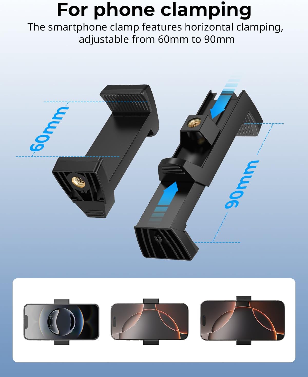 SMALLRIG Adjustable Friction Clamp with 1/4" and 3/8" Thread Holes for DEMO