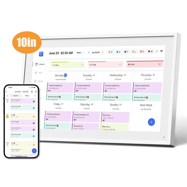 10.1" Smart Wall Calendar Full HD Chore Chart Electronic Display White Size NEW