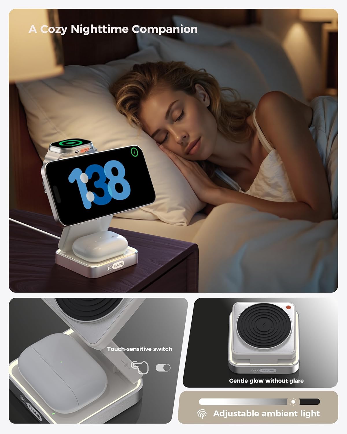 SOFLAME 3-in-1 Magnetic Wireless Charging Station for iPhone, AirPods & DEMO