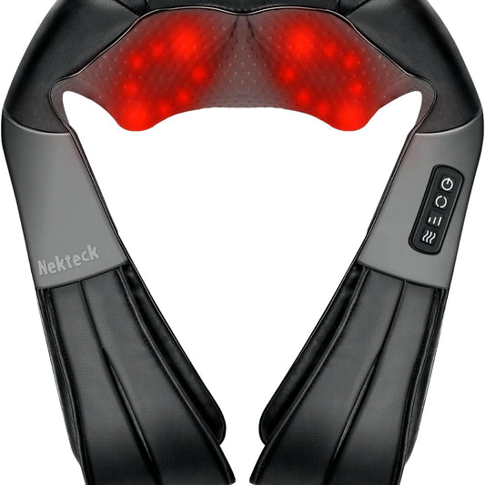 Nekteck Electric Shiatsu Neck and Back Massager with Soothing Heat - Black DEMO