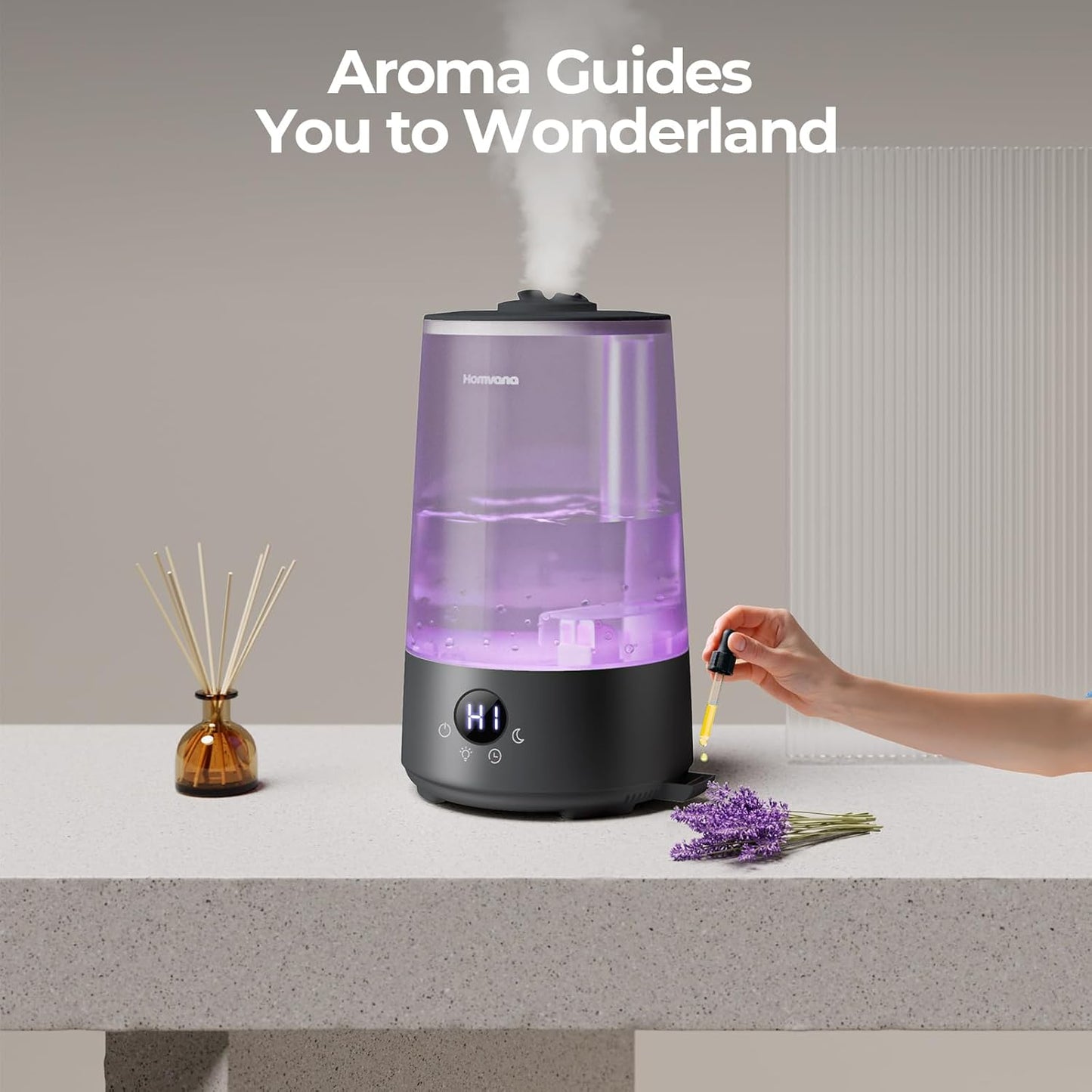 Homvana 3.6L Top-Fill Cool Mist Small Humidifier for Bedroom Home Grey DEMO
